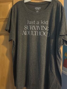 torrid Charcoal 'Just a kid SURVIVING ADULTHOOD' Graphic Tee